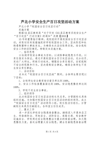 2024年芦北小学安全生产百日攻坚活动方案