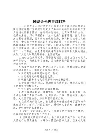 2024年陆洪金先进事迹材料