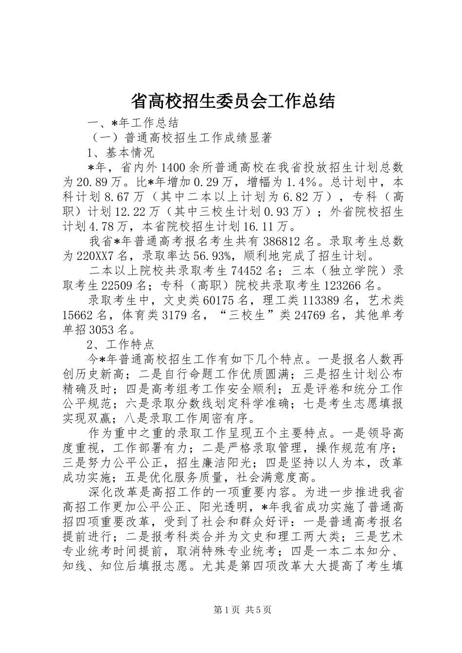 2024年省高校招生委员会工作总结_第1页