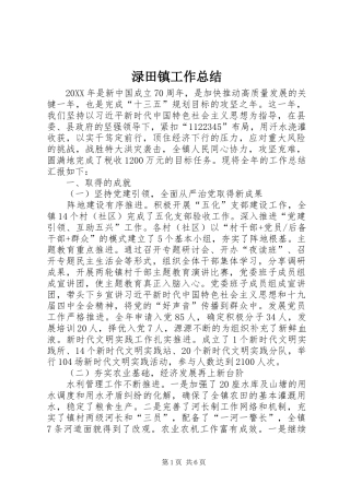 2024年渌田镇工作总结