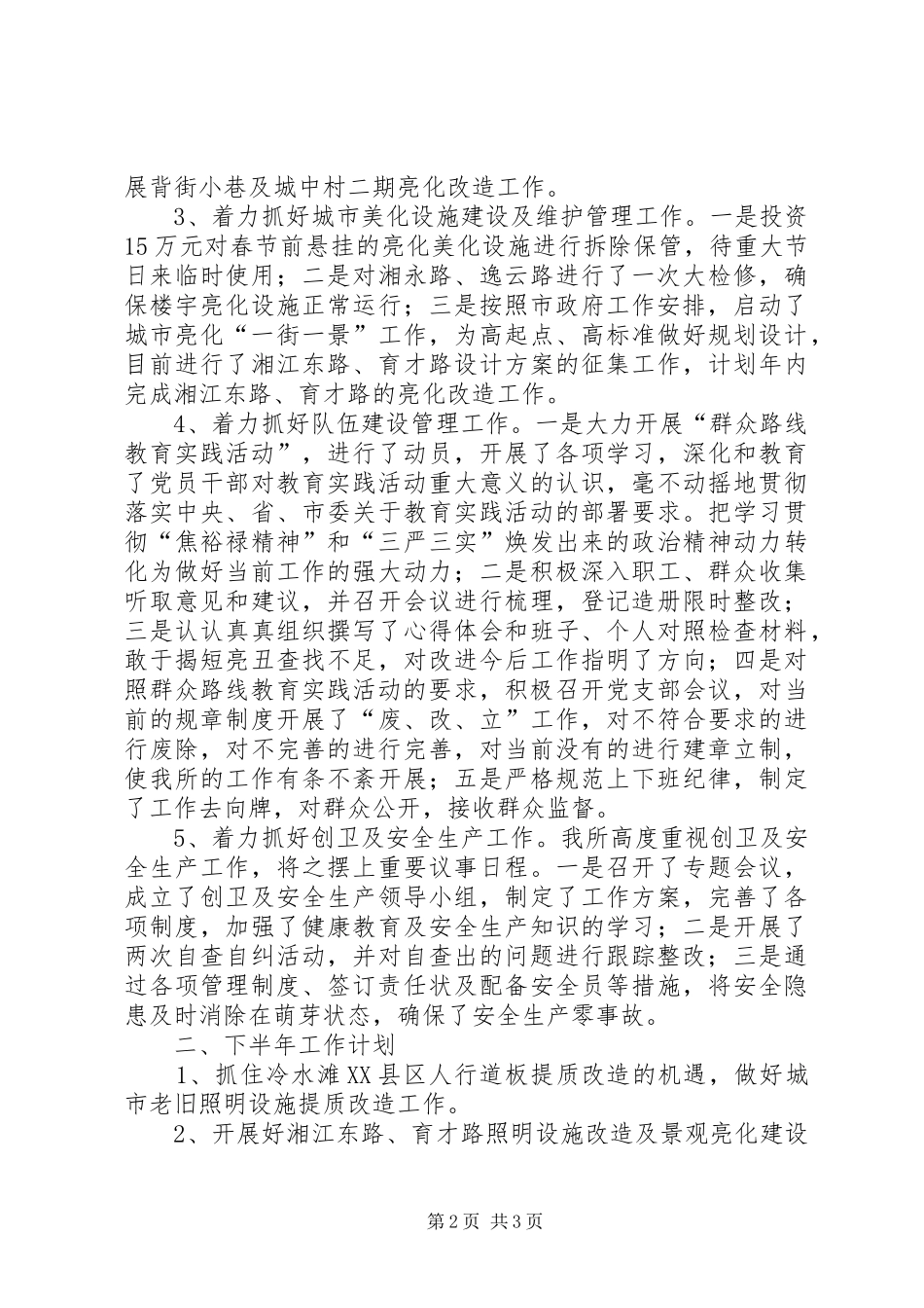 2024年路灯管理所半年工作总结_第2页