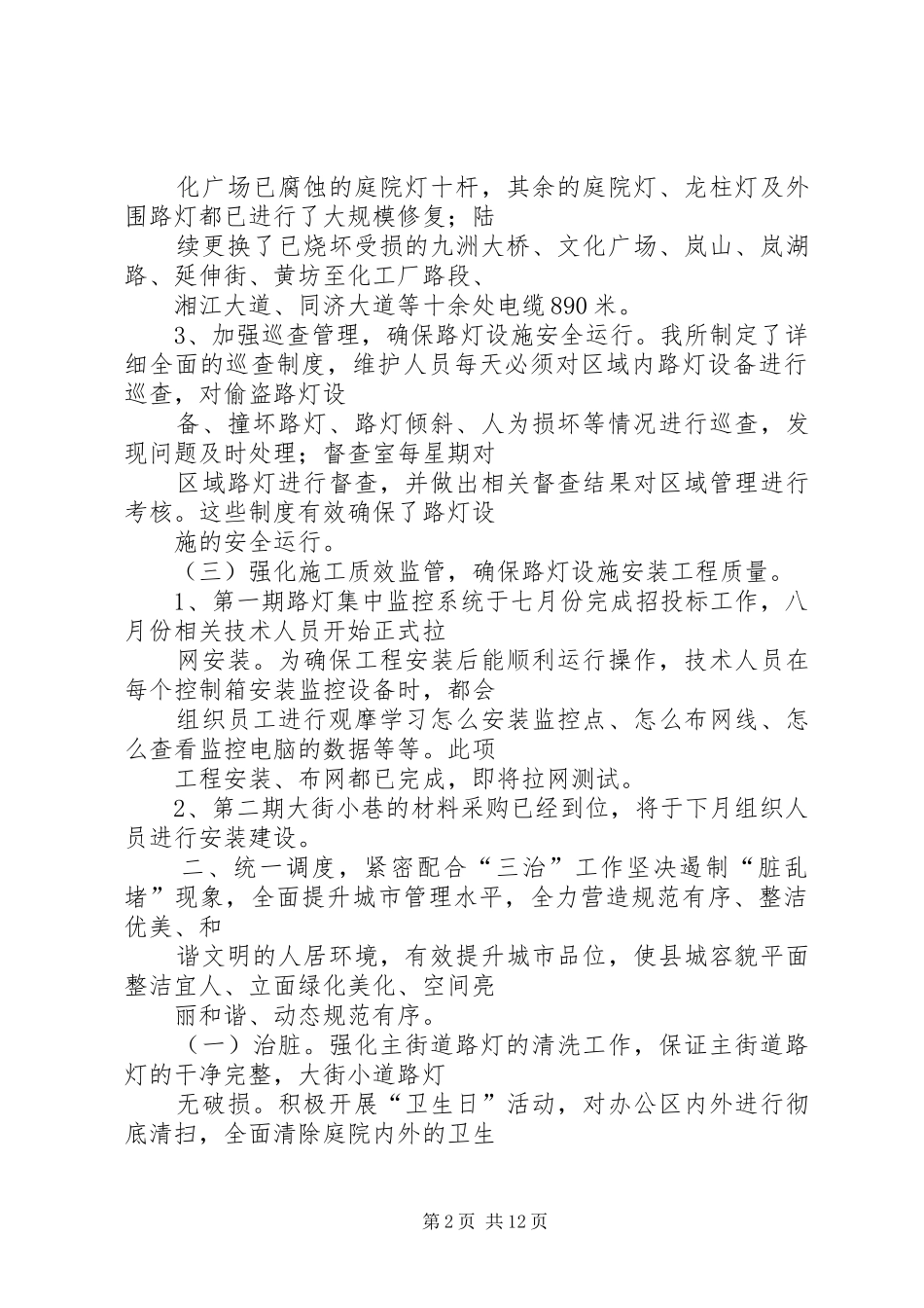 2024年路灯管理所年终工作总结_第2页