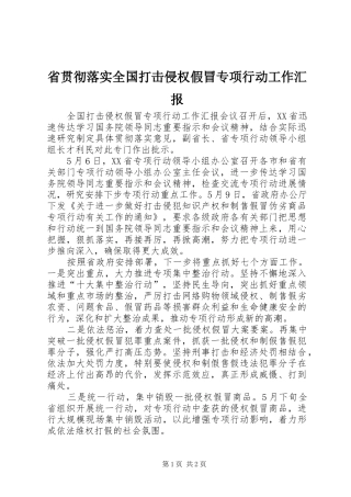 2024年省贯彻落实全国打击侵权假冒专项行动工作汇报
