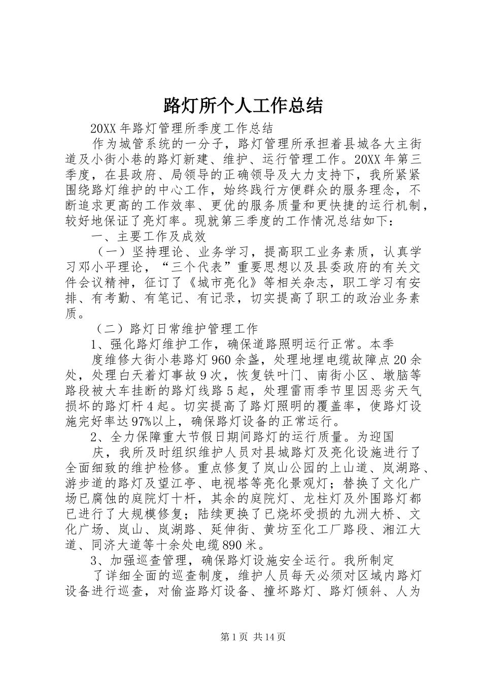 2024年路灯所个人工作总结_第1页