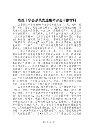 2024年省红十字会系统先进集体评选申报材料