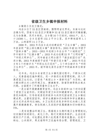 2024年省级卫生乡镇申报材料