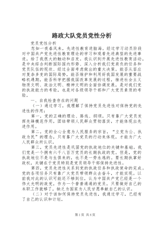 2024年路政大队党员党性分析