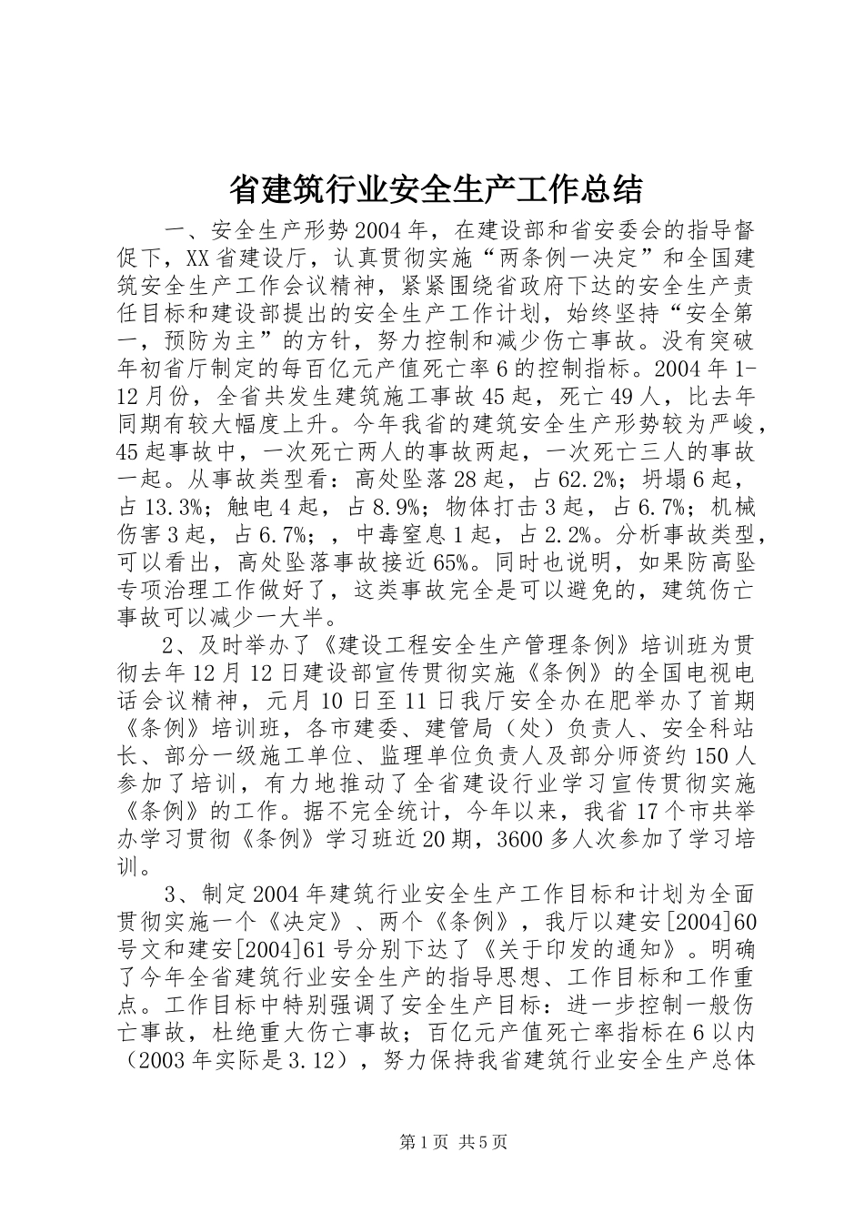 2024年省建筑行业安全生产工作总结_第1页