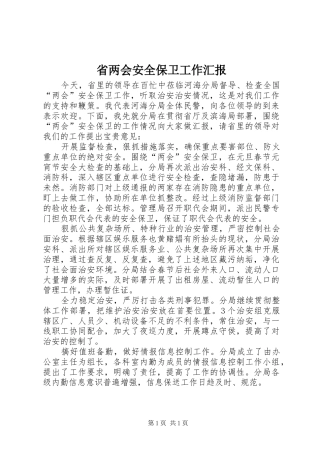 2024年省两会安全保卫工作汇报