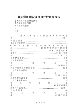 2024年露天煤矿建设项目可行性研究报告