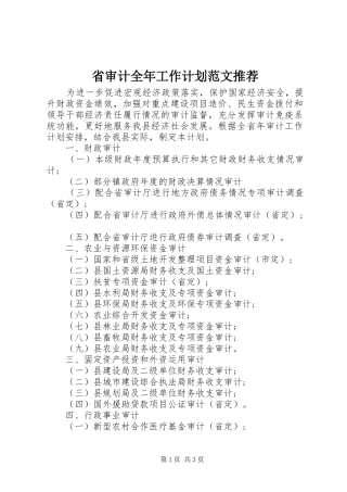 2024年省审计全年工作计划范文推荐
