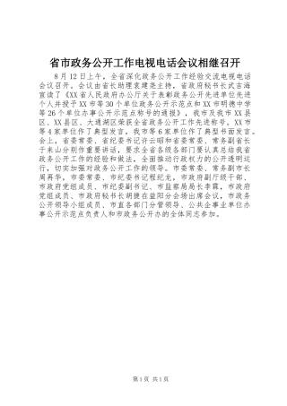 2024年省市政务公开工作电视电话会议相继召开