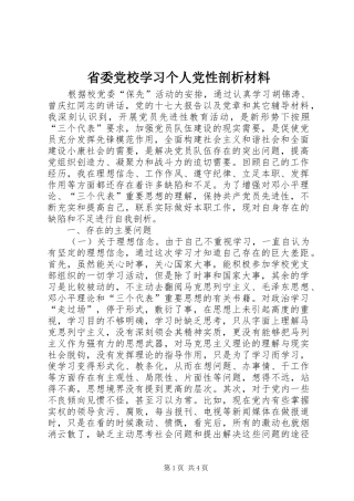 2024年省委党校学习个人党性剖析材料