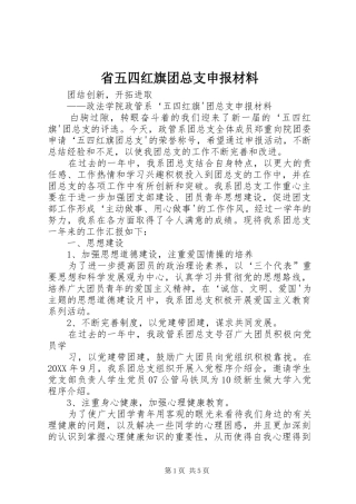2024年省五四红旗团总支申报材料