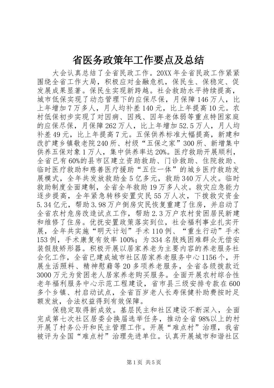 2024年省医务政策年工作要点及总结_第1页