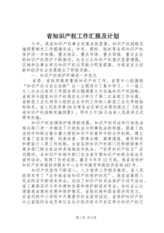 2024年省知识产权工作汇报及计划