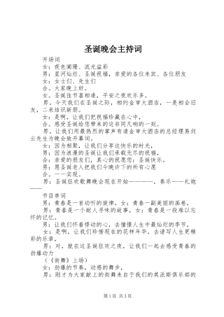 2024年圣诞晚会主持词