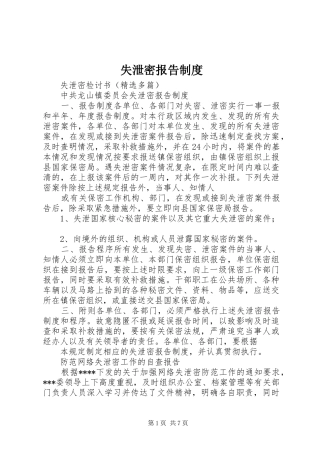 2024年失泄密报告制度