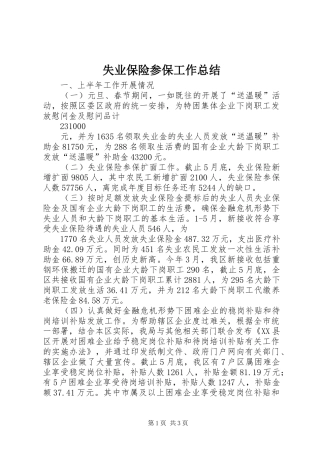 2024年失业保险参保工作总结