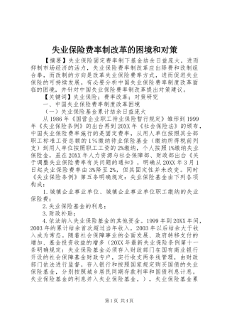 2024年失业保险费率制改革的困境和对策