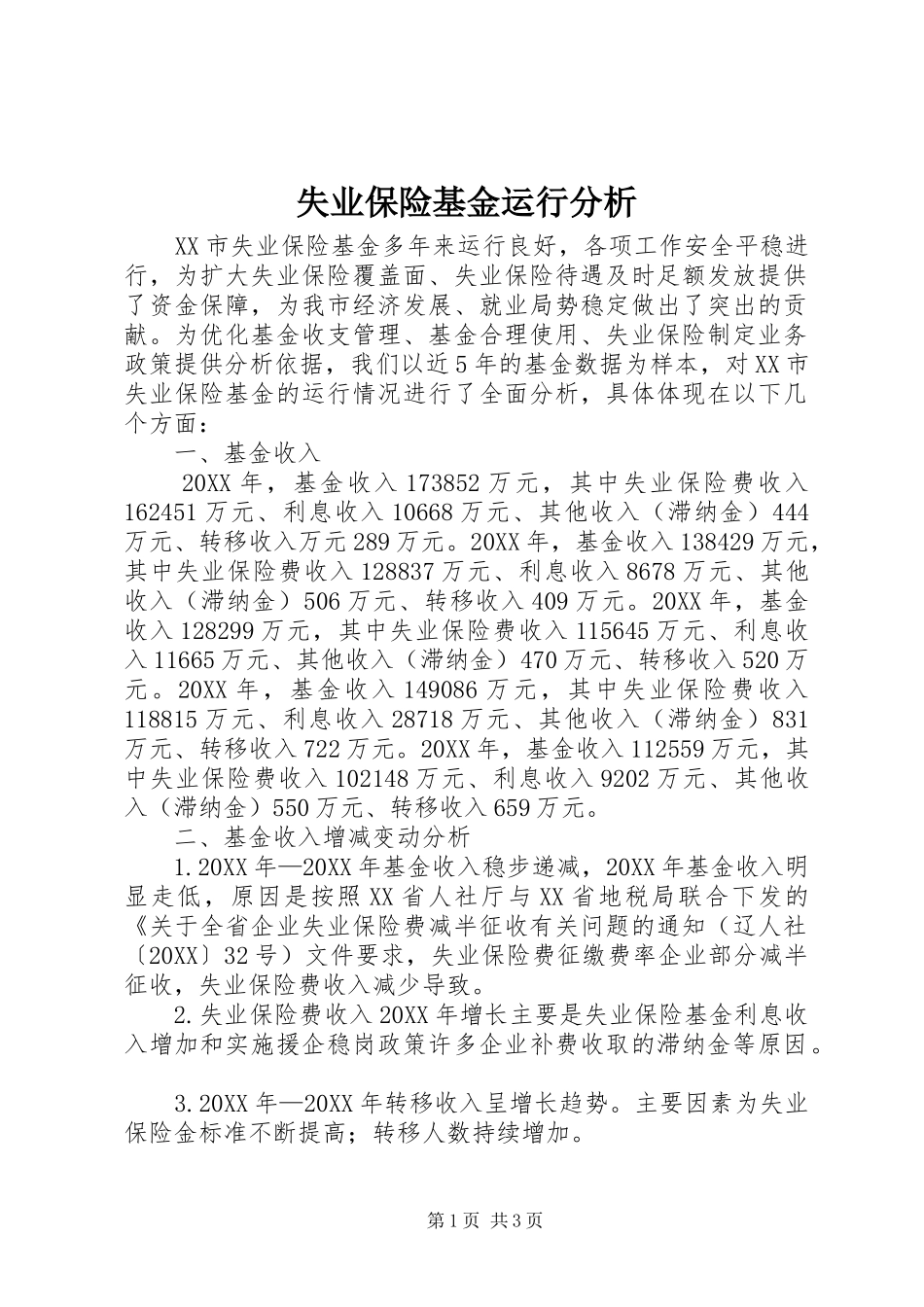 2024年失业保险基金运行分析_第1页
