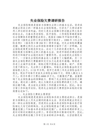 2024年失业保险欠费调研报告