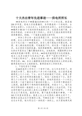 2024年十大杰出青年先进事迹供电所所长