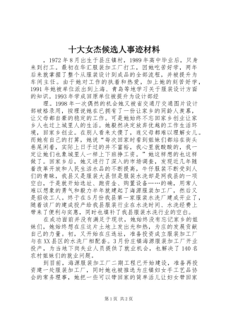 2024年十大女杰候选人事迹材料