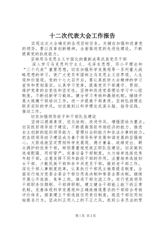 2024年十二次代表大会工作报告