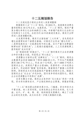 2024年十二五规划报告