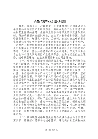 2024年论新型产业组织形态