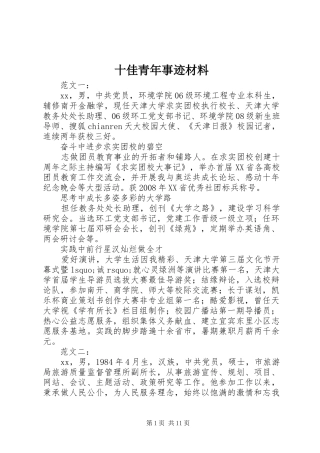 2024年十佳青年事迹材料