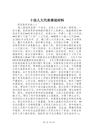 2024年十佳人大代表事迹材料