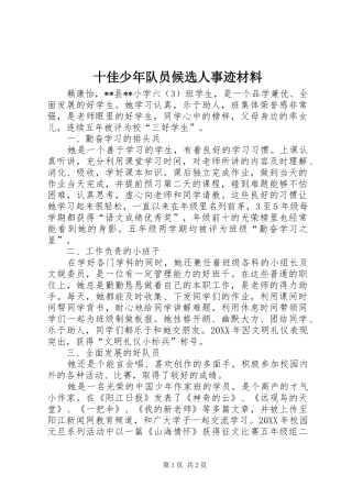 2024年十佳少年队员候选人事迹材料