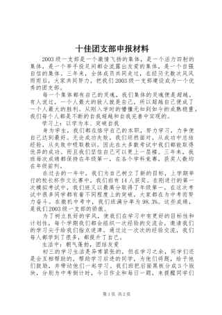 2024年十佳团支部申报材料