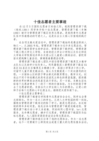 2024年十佳志愿者主要事迹