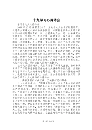 2024年十九学习心得体会