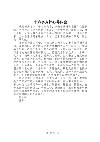 2024年十六字方针心得体会