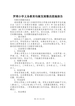 2024年罗湾小学义务教育均衡发展整改措施报告