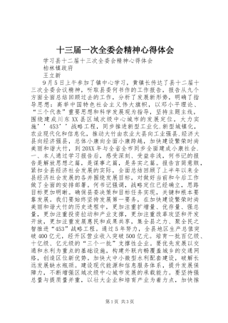 2024年十三届一次全委会精神心得体会
