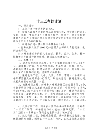 2024年十三五帮扶计划