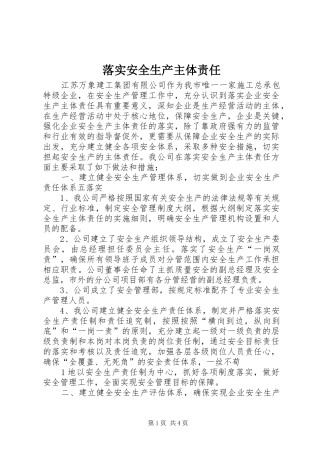 2024年落实安全生产主体责任