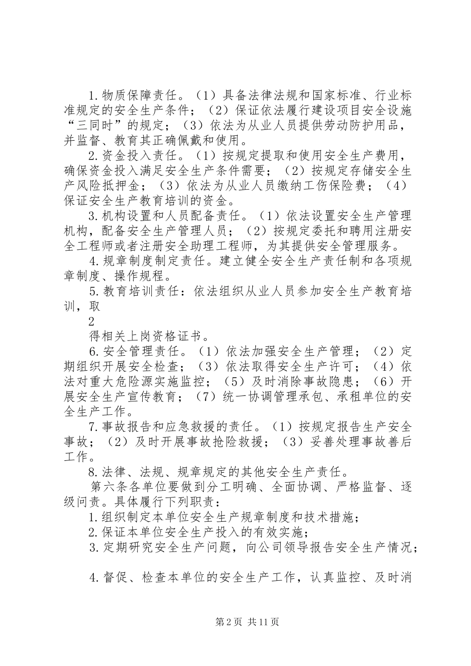 2024年落实安全生产主体责任实施细则_第2页