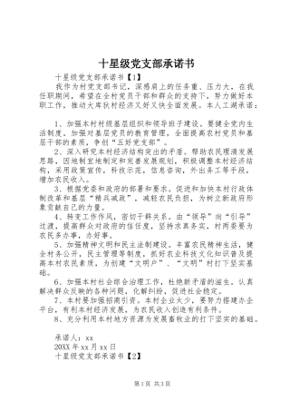 2024年十星级党支部承诺书