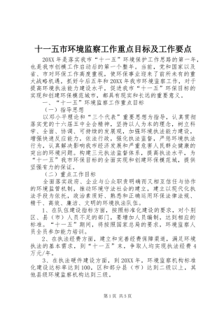 2024年十一五市环境监察工作重点目标及工作要点