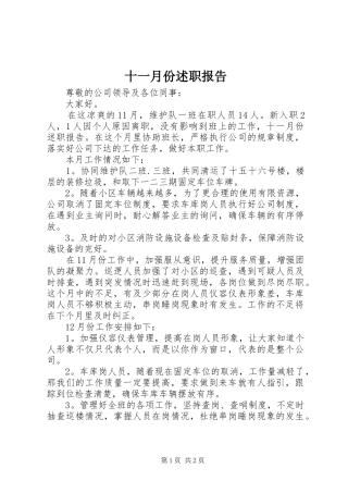 2024年十一月份述职报告