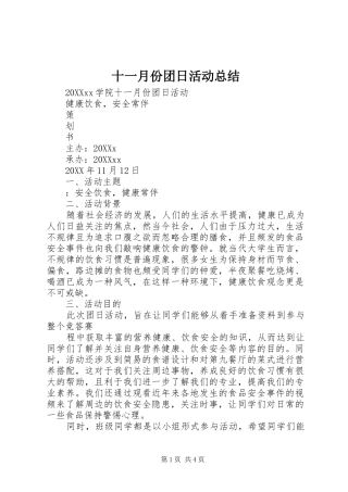 2024年十一月份团日活动总结