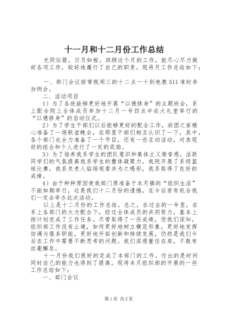 2024年十一月和十二月份工作总结