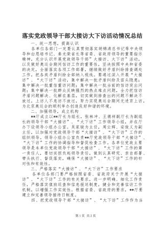 2024年落实党政领导干部大接访大下访活动情况总结