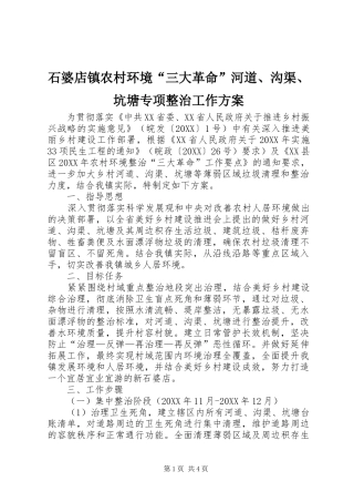 2024年石婆店镇农村环境三大革命河道沟渠坑塘专项整治工作方案